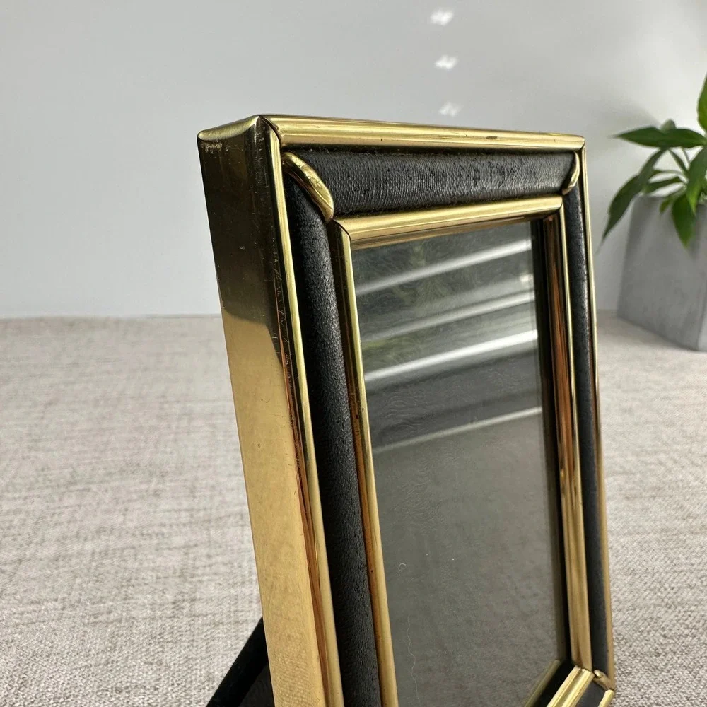 Vintage Brass Picture Frames Set of 2 4x6 Gold Black Korea Hollywood Regency